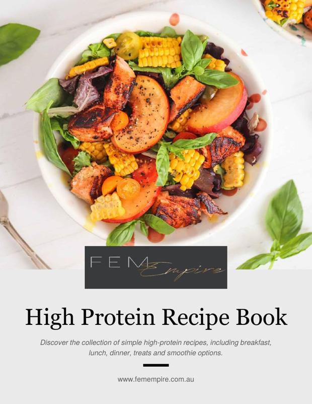 Cover of the Fem Empire High Protein Recipe Book